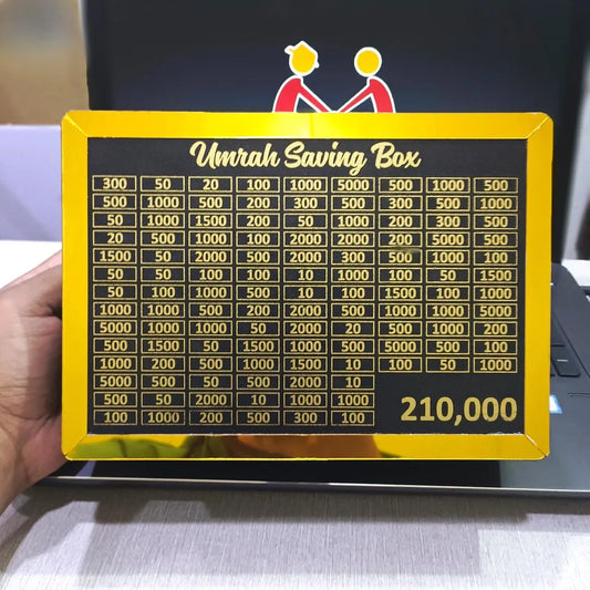 Umrah Savings Box Golden Black Wood 210k