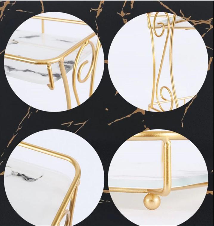 Golden Double Layer Makeup Rack with No Leak Storage