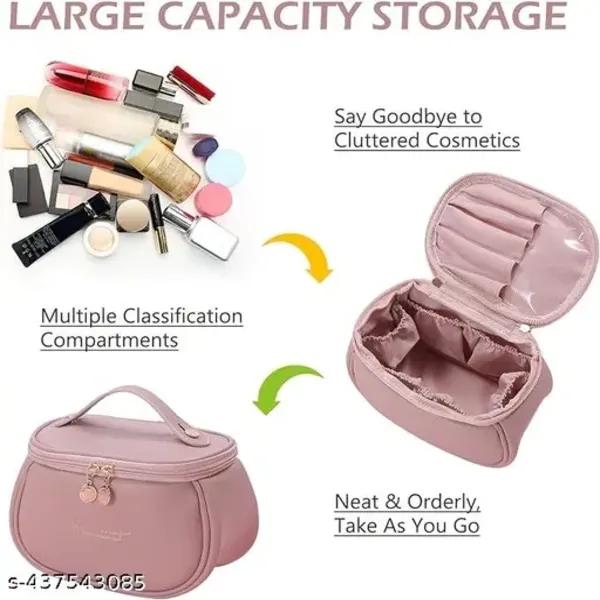 Premium PU Leather Makeup Pouch with Brush Compartments