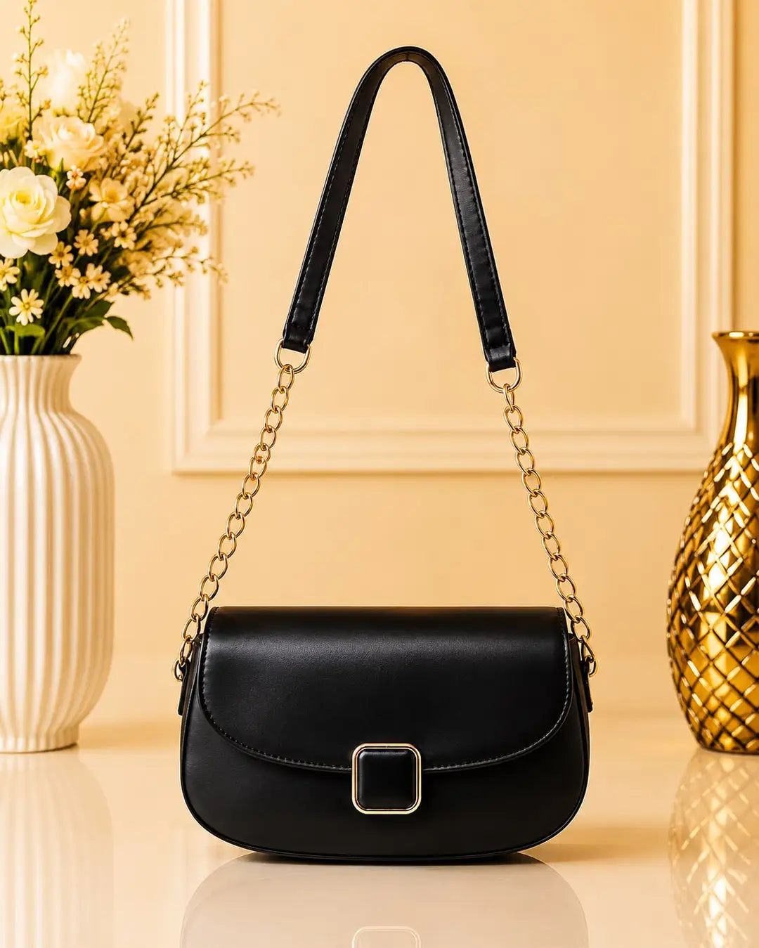 Women's Leather Plain Shoulder Bag