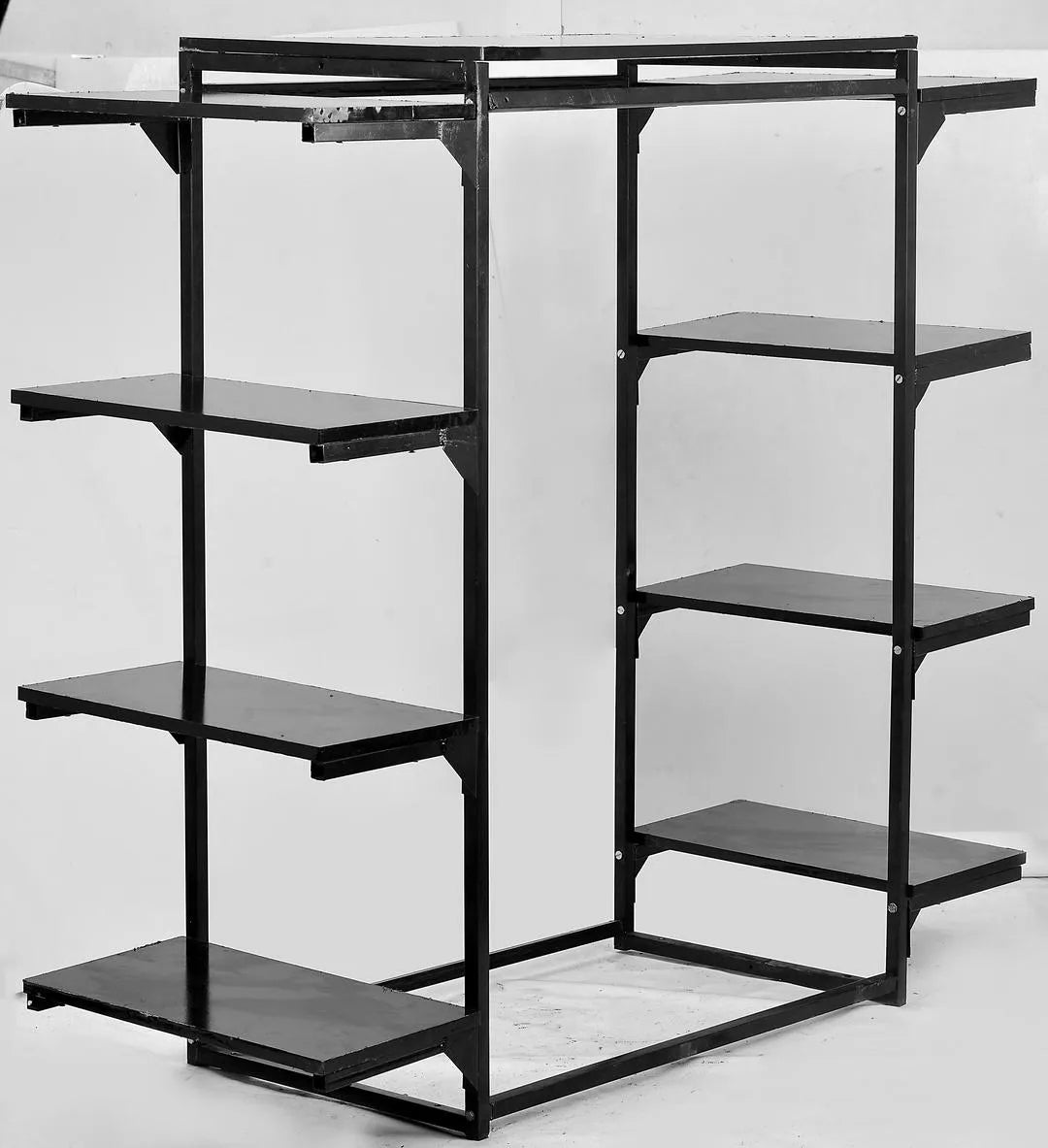 Black Iron Clothes Rack with 5 Shelves for Home Organization