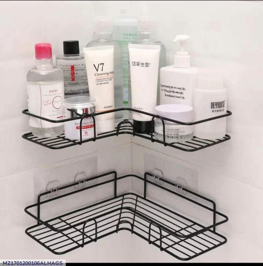 Black PVC Bathroom Corner Rack with 2 Pieces
