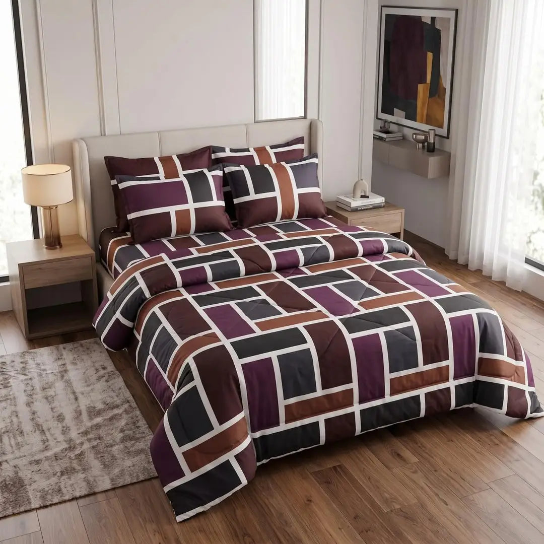 Exclusive 6 Pcs Cotton Salonica Printed Double Razai Set