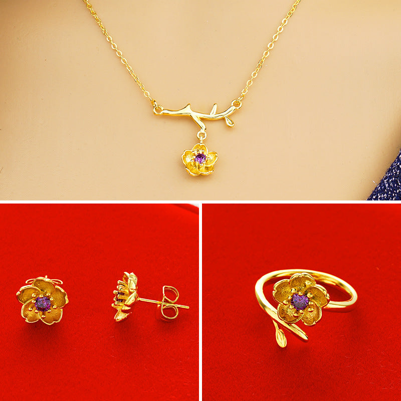Gold Plated Daisy Jewelry Set for Women