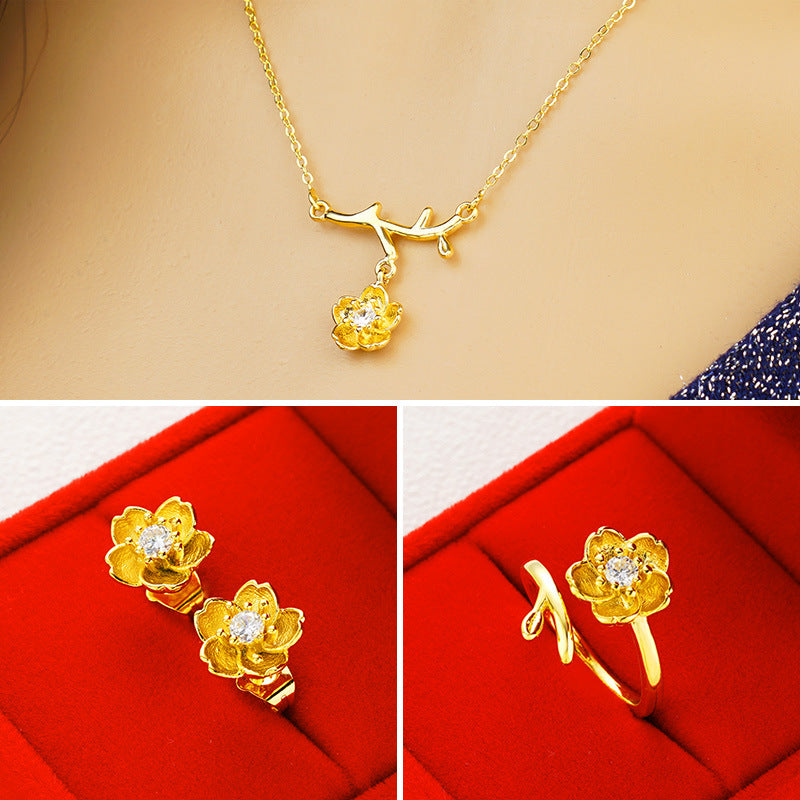 Gold Plated Daisy Jewelry Set for Women