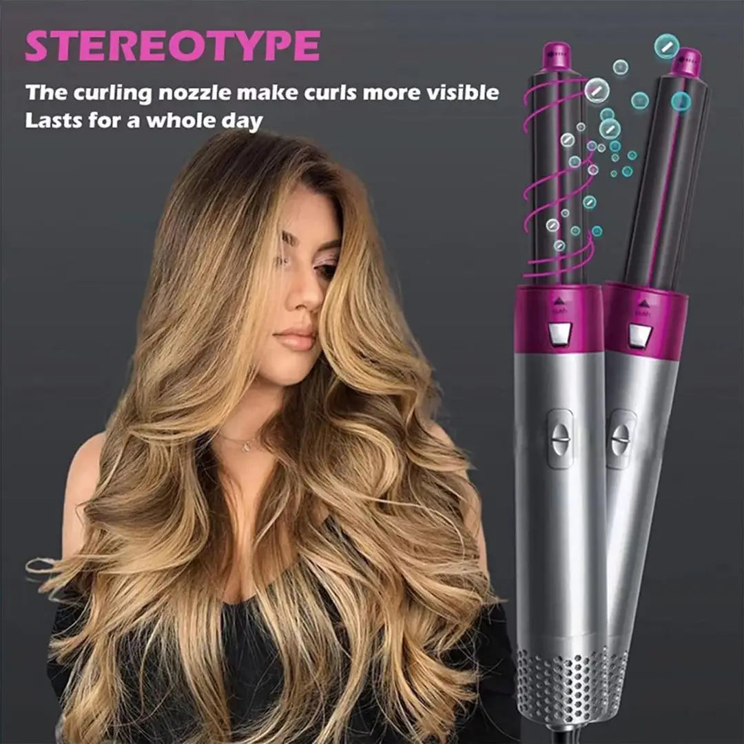 High Quality 5 in 1 Hot Air Hair Styler & Dryer Brush | Hair Straightener, Curler, Volumizer & One Step Blow Dryer | Multi-Function Hair Styling Tool