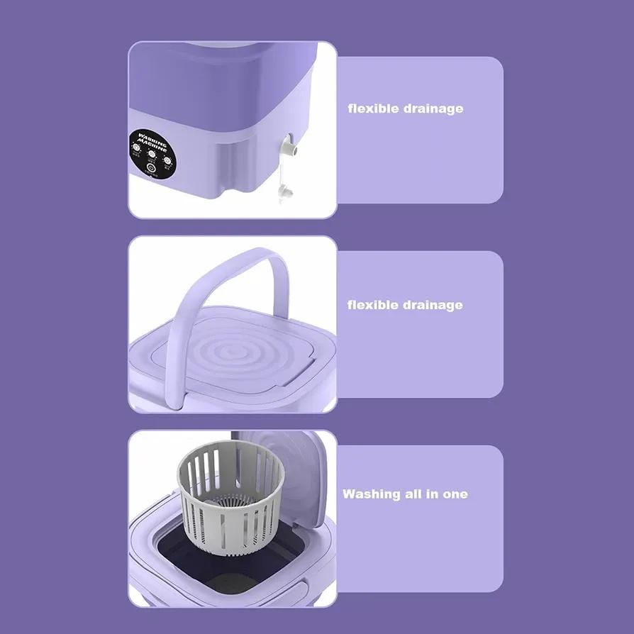 Portable Mini Washing Machine Purple ABS Compact