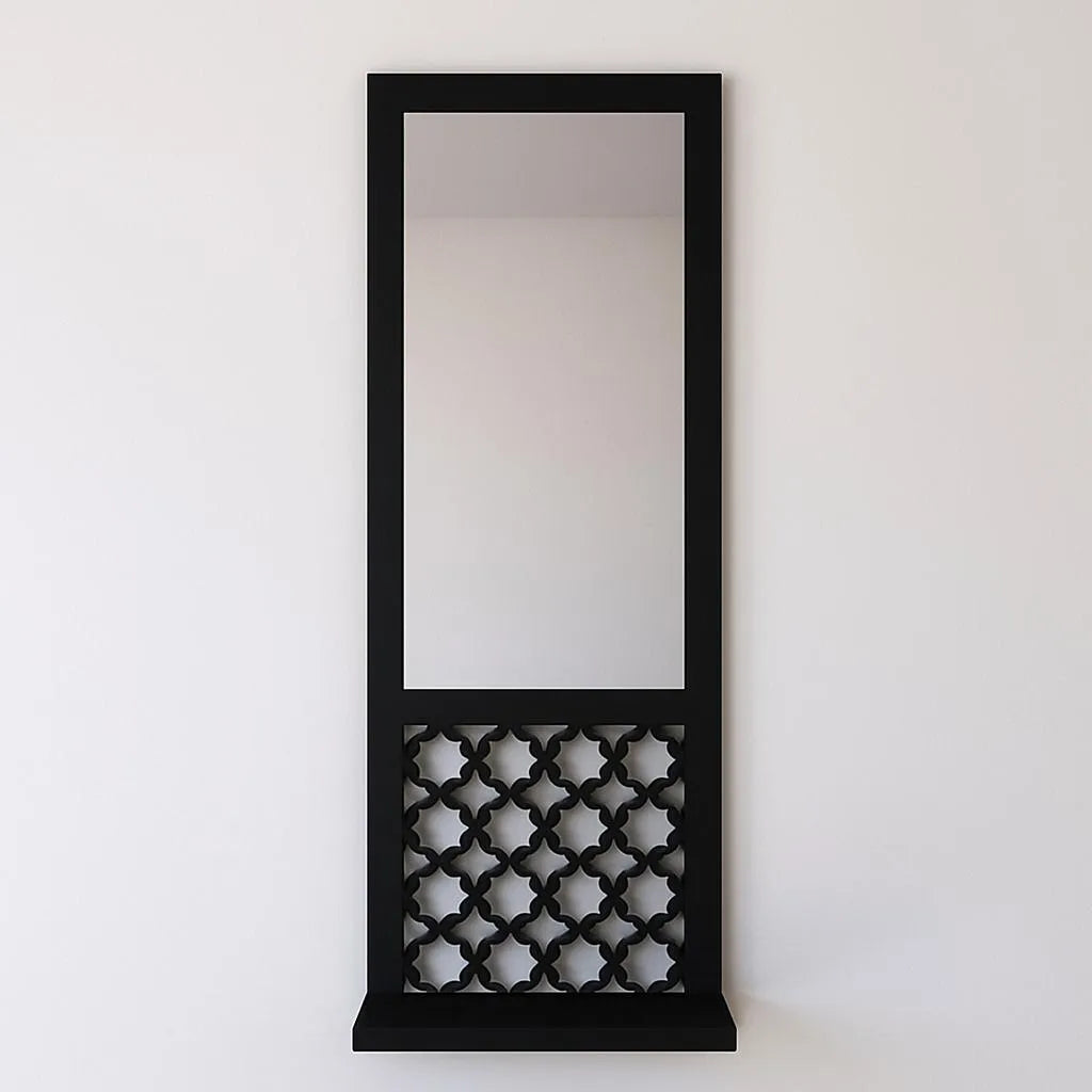 Modern Abstract Wooden Mirror Wall Shelves Set of 3