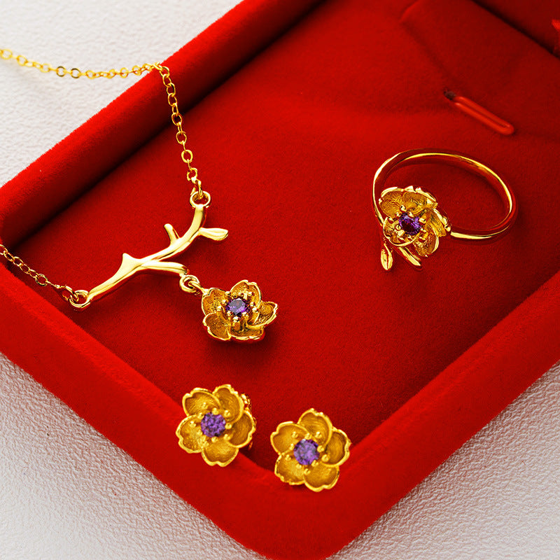 Gold Plated Daisy Jewelry Set for Women