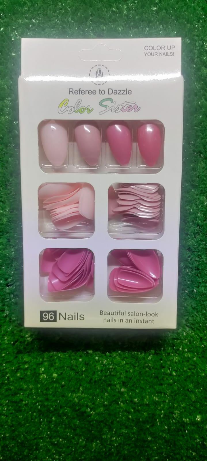 Burgundy Acrylic Fake Nails 96 Pcs Pakistani Women