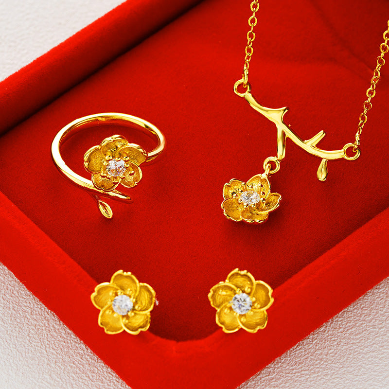 Gold Plated Daisy Jewelry Set for Women